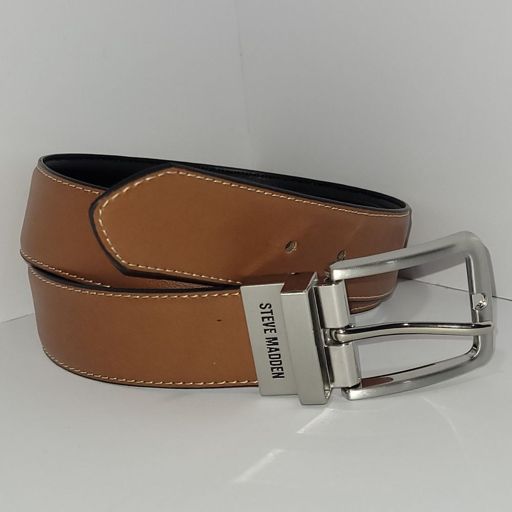 Steve Madden men's Brown reversible dress casual leather belt